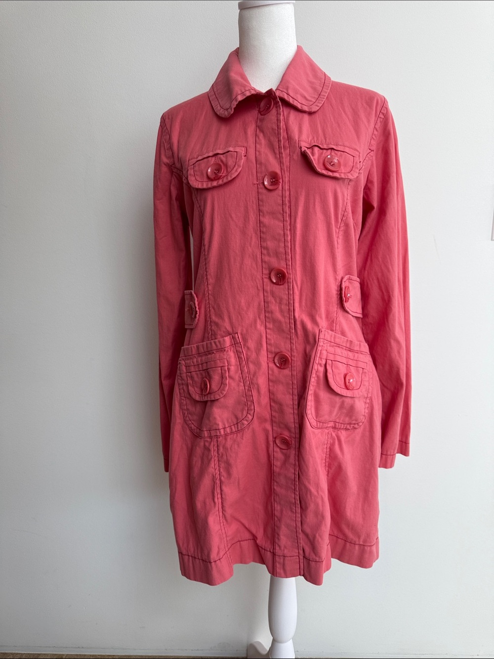 Tulle Coral Pink Coat with Branded Neck Label